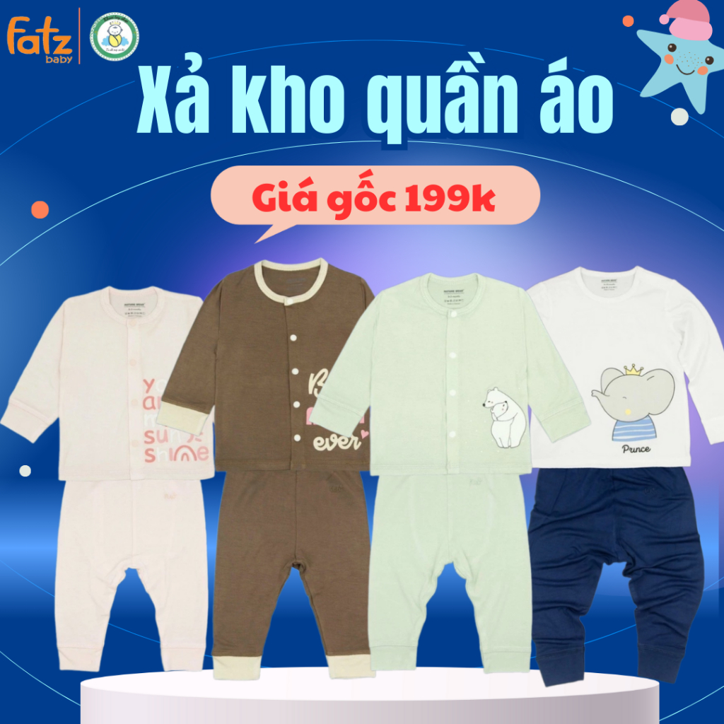 (xả kho) Bộ quần áo Nature ware sợi tre giữ nhiệt tốt  thoải mái dễ chịu cho bé dodungmevabe1