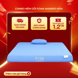 Combo Nệm Gối Foam Amando Pisa cao cấp nâng đỡ cơ thể, thoáng mát phân phối bởi Vua Nệm