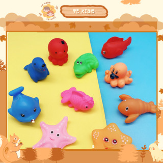 Set 5 con thú đồ chơi nhà tắm phát tiếng kêu chít chít cho bé, thú thả chậu tắm còi kêu chip chip, vịt chíp chíp