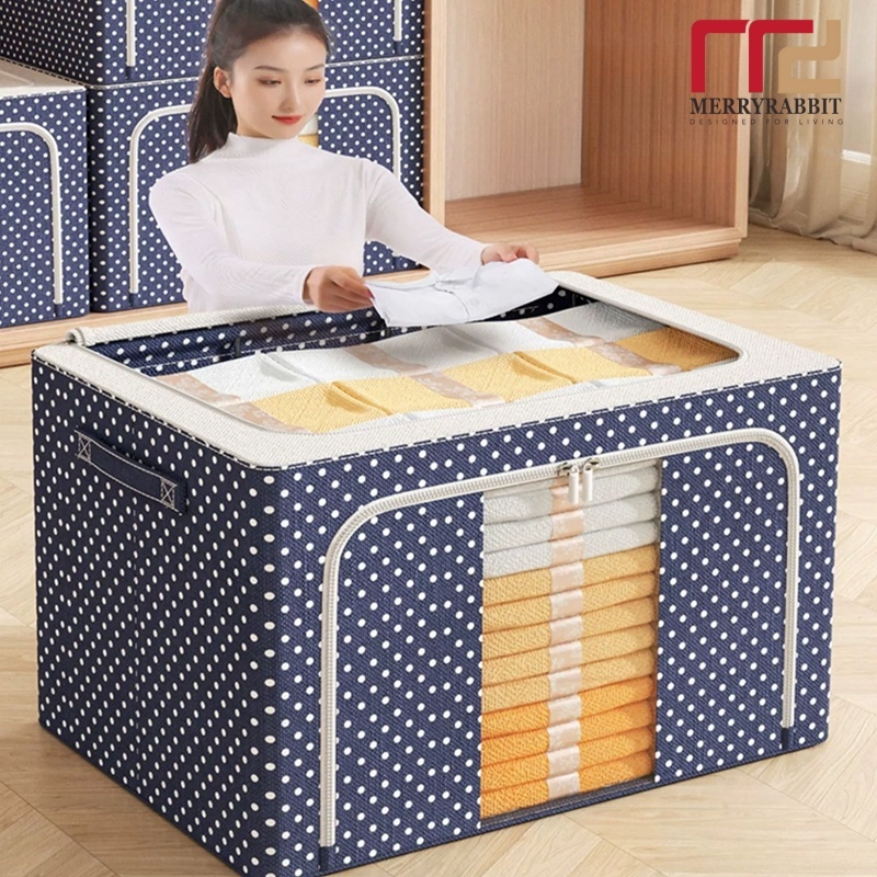 Hộp Đựng Quần Áo Chăn Màn Khung Thép 150L Hộp Vải Đựng Đồ Đa Năng Kích Thước Lớn Thùng Đựng Đồ Lót Đồ Chơi