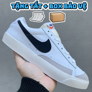 Giày nike blazer mid 77 low, Vintage White Black - Giày sneaker nam nữ trắng đen cổ thấp, cao thể thao full box bill