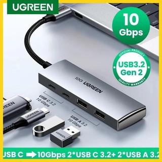 Bộ chia hub usb c ra 2usb c 3.2+2 usb a 3.2 ugreen 30758 chính hãng cm480