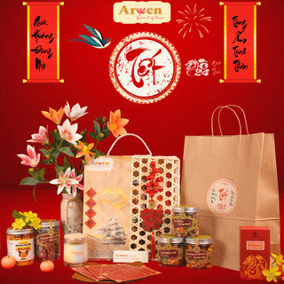 Giỏ đựng quà Tết bằng tre - Phong cách truyền thống, tặng túi Kraft đựng giỏ tre sang trọng