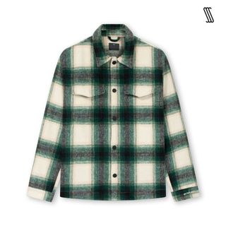 Áo khoác dạ ép nam ssstutter cổ đức hoạ tiết kẻ nút bấm checked outer jacket