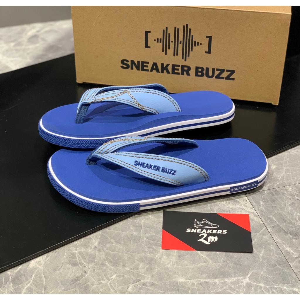 [ 2M Sneaker ] - Dép Sneaker Buzz Xanh Nhạt Quai Da