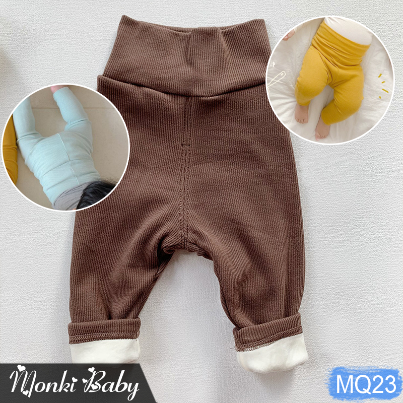 Quần cotton lót lông sơ sinh, cạp cao giữ ấm bụng cho bé mùa lạnh, chất siêu đẹp mềm dày mịn ấm, phom ôm gọn kín | MQ23