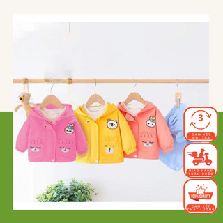  Áo Khoác Gió 2 Lớp Cao Cấp Cho Bé, có mũ tai thỏ siêu xinh