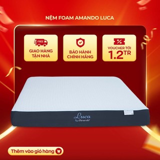 Nệm Foam Amando Luca 25cm trà xanh than gel kháng khuẩn khử mùi hiệu quả hàng chính hãng Vua Nệm