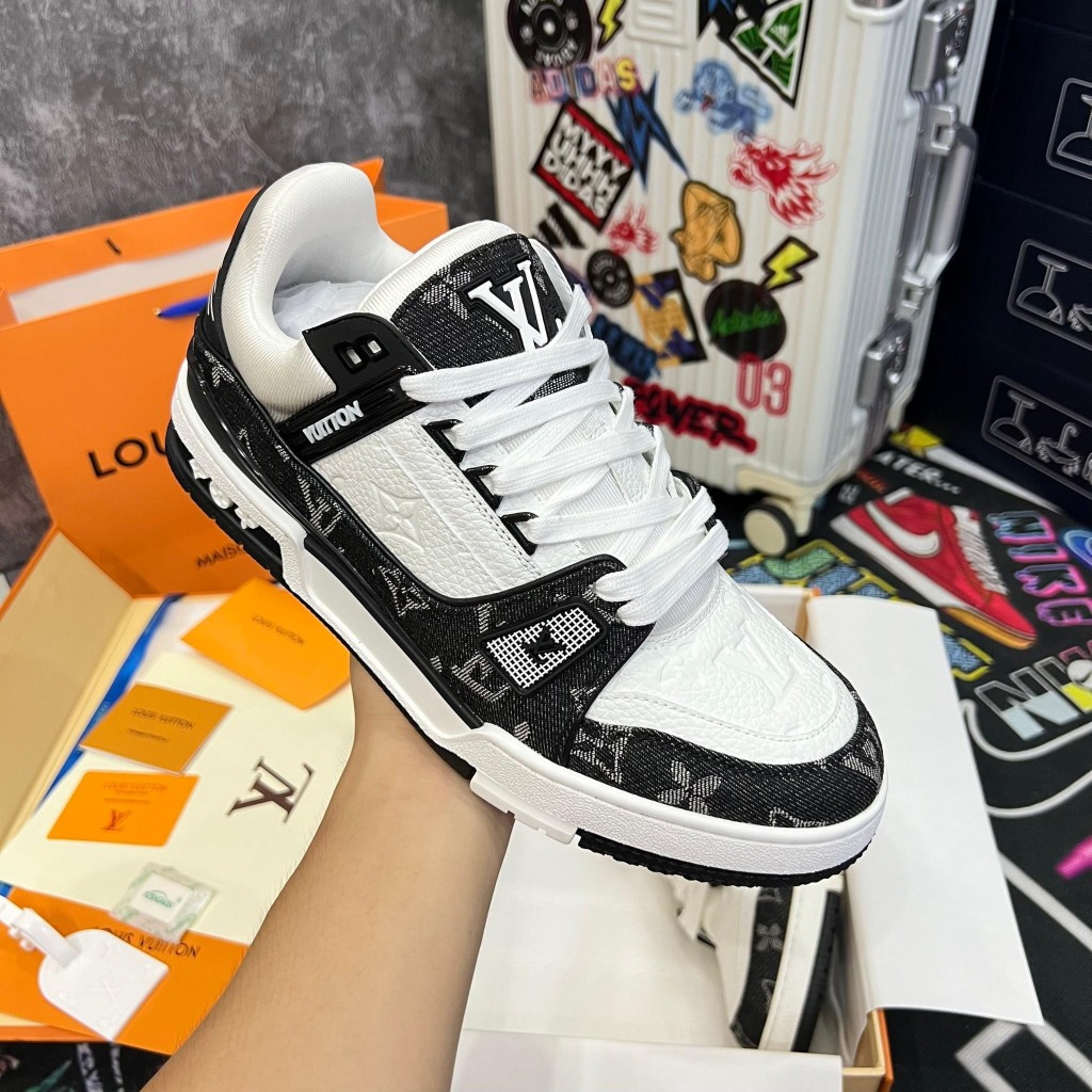 Giày LV Trainer Nam Nữ, Giầy Louis Vuitton Black White bản Trung Full phụ kiện | BigBuy360 - bigbuy360.vn