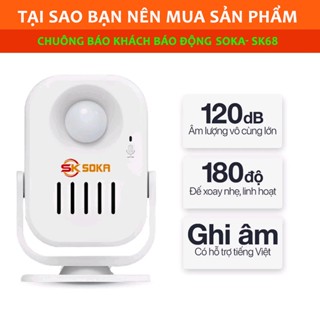 Chuông báo khách báo động không dây cảm ứng hồng ngoại tự động báo chống trộm thông minh SOKA