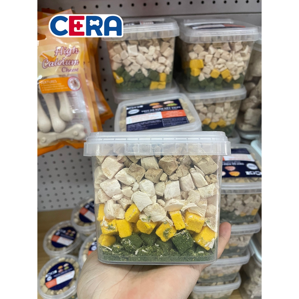 Hộp Thịt Ức Gà Mix Sấy Khô - Gà Viên - Gan Viên - Cá Hồi Viên - Trứng Viên - Gà Viên Sấy Cỏ