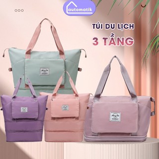 Túi Du Lịch 3 Tầng Cỡ Lớn Gấp Gọn Automatik Đa Năng Chống Nước Xách Tay Vải Đựng Quần Áo Nhiều Ngăn