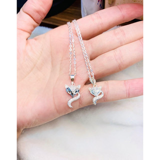 Dây chuyền nữ mặt hồ ly bạc ta và bạc xi vàng