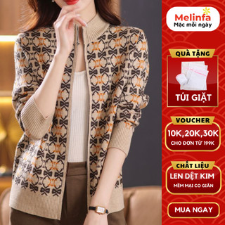 Áo khoác len Cardigan kéo khóa họa tiết trẻ trung len dệt kim mềm mại mã VAA0483