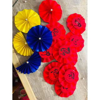 Quạt chữ thư pháp giấy nhung trang trí Tết, trang trí set quà Tết