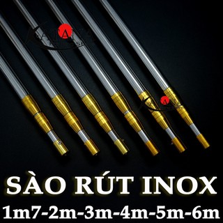 Sào rút Inox treo móc chim cảnh 1m7 - 7m tặng kèm móc + Tùy chọn mua thêm liềm cắt , vợt hái trái