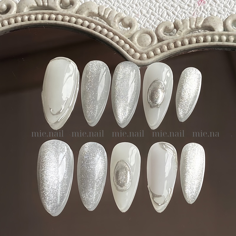 C87 Nailbox móng giả mắt mèo sơn trắng