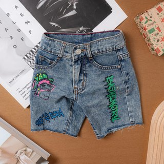  Quần short jean cho bé Trai in hình mẫu mới size từ 11kg - 50kg có độ co giãn mềm mịn thoải mái vận động - JIH101 