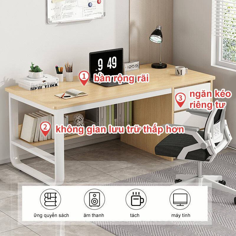 HUHU bàn học có tủ chống xước chân thép sơn tĩnh điện chống gỉ giá rẻ cho bé tiểu học​ | BigBuy360 - bigbuy360.vn