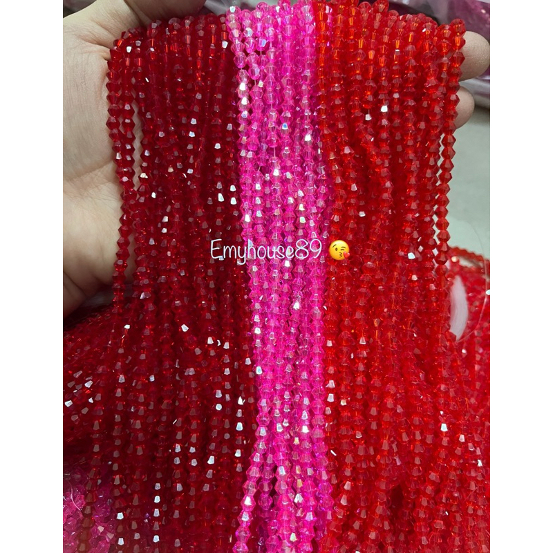 10dây Pha Lê cườm dây (đỏ bầm, Hồng sen, đỏ tươi)