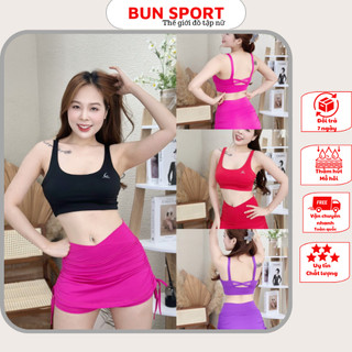 Đồ tập nữ,đồ tập gym,yoga,aerobic,sét váy rút áo bra đủ màu cực xinh LH