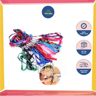  Set Dây xích ngực chó mèo thú cưng chống trầy cổ - Hàng hoa văn cao cấp Dây dắt yếm thú cưng chó mèo mỏng 1.0  <3kg  