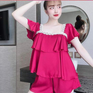 Bộ mặc ngủ nữ set đồ ngủ 2 dây đồ bộ ngủ 2 dây lụa Satin freesize 54kg - CN30