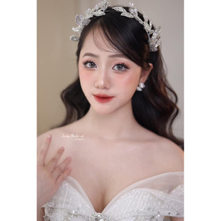 Bờm lá đá cài tóc cô dâu sang trọng CT340