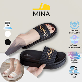 DÉP KIỂU NỮ HÌNH CHỮ X MÀU TRẮNG ĐEN ĐẾ CAO 5CM HOTREND - MINA