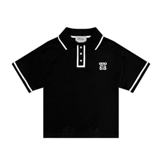 DVRK - Áo Polo Tay Ngắn Thêu Logo Màu Đen Viền Trắng -DVRK-24SS