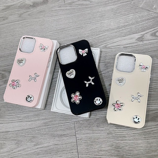 Ốp lưng chống bẩn hồng - đen - trắng viền camera kim loại BỘ CHARM KIM LOẠI cạnh vuông cho 7 đến 15promax