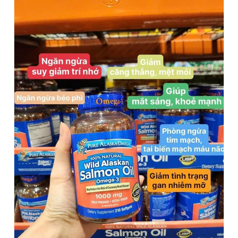 Viên Uống Dầu Cá Hồi Pure Alaska Omega Wild Alskan Salmon Oil Mỹ 210v