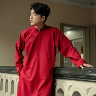 Áo Dài Nam - Áo Dài Cách Tân Nam Ngũ Thân Cúc Bọc  Chất Liệu TafTa Nhiều Màu