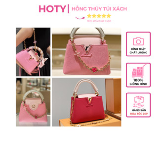 Túi đeo chéo nữ capu hồng babie da lì tặng kèm charm dây đeo chéo khăn có 2 hộp phụ kiện fullbox nam châm