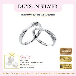 Nhẫn đôi bạc Ý 925 mạ vàng trắng cao cấp DUYSON SILVER, nhẫn cặp bạc nam nữ hình vô cực -  GALOCHER .FS (1 đôi) [NDFS9]