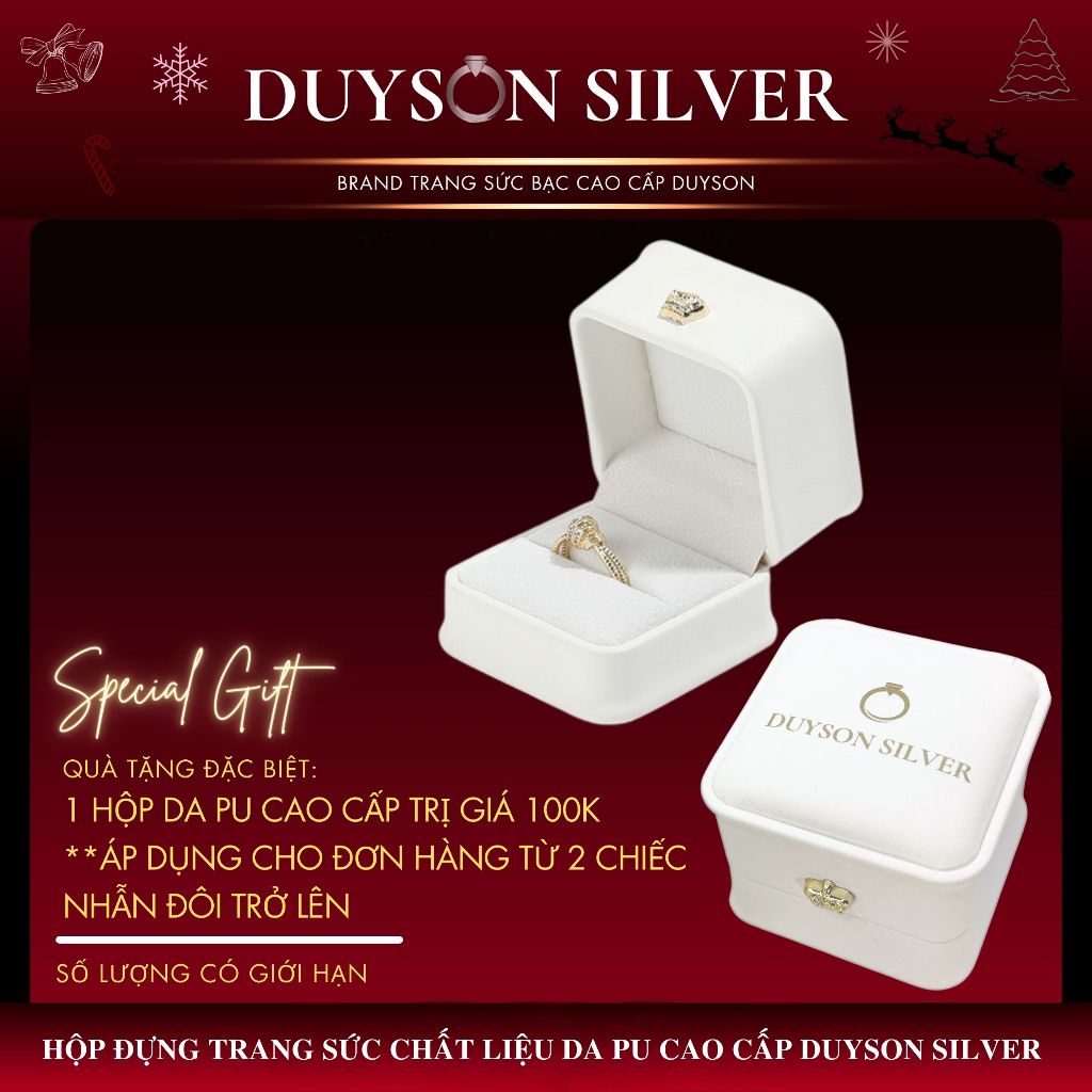 Nhẫn đôi bạc Ý 925 mạ vàng trắng cao cấp DUYSON SILVER, nhẫn cặp bạc nam nữ hình vô cực -  GALOCHER .FS