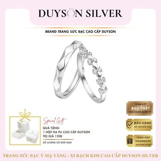 Nhẫn đôi bạc ý 925 nam nữ freesize duyson silver, nhẫn cặp bạc ý s925 chỉnh được cỡ cá tính drageur .fs