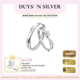 Nhẫn đôi bạc ý 925 nam nữ knot duyson silver , nhẫn cặp bạc ý s925 đính đá chỉnh được cỡ