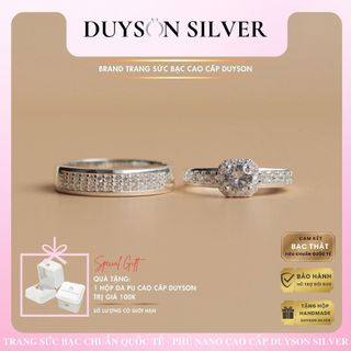 Nhẫn đôi bạc nam nữ duyson silver, nhẫn cặp bạc 925 đính đá cao cấp - true love couple rings