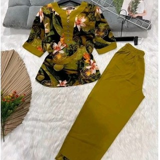 Bộ mặc nhà Trung Niên lụa mango cao cấp