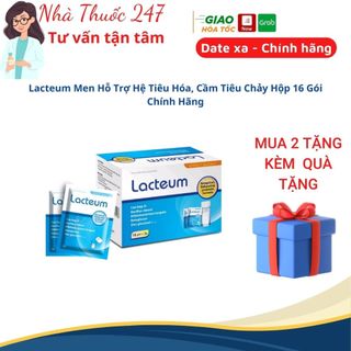 Men tiêu hoá cho trẻ lacteum men hỗ trợ hệ tiêu hóa, cầm tiêu chảy hộp 16 gói chính hãng