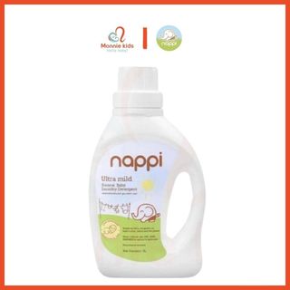 Nước giặt quần áo cho bé Nappi chiết xuất dầu cọ can 1 lít, nước giặt cho trẻ sơ sinh - Monnie Kids