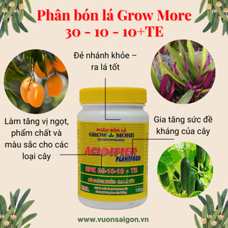 Phân bón lá Grow More 30-10-10+TE (100gr), giúp cây đâm chồi, đẻ nhiều nhánh - Vườn Sài Gòn