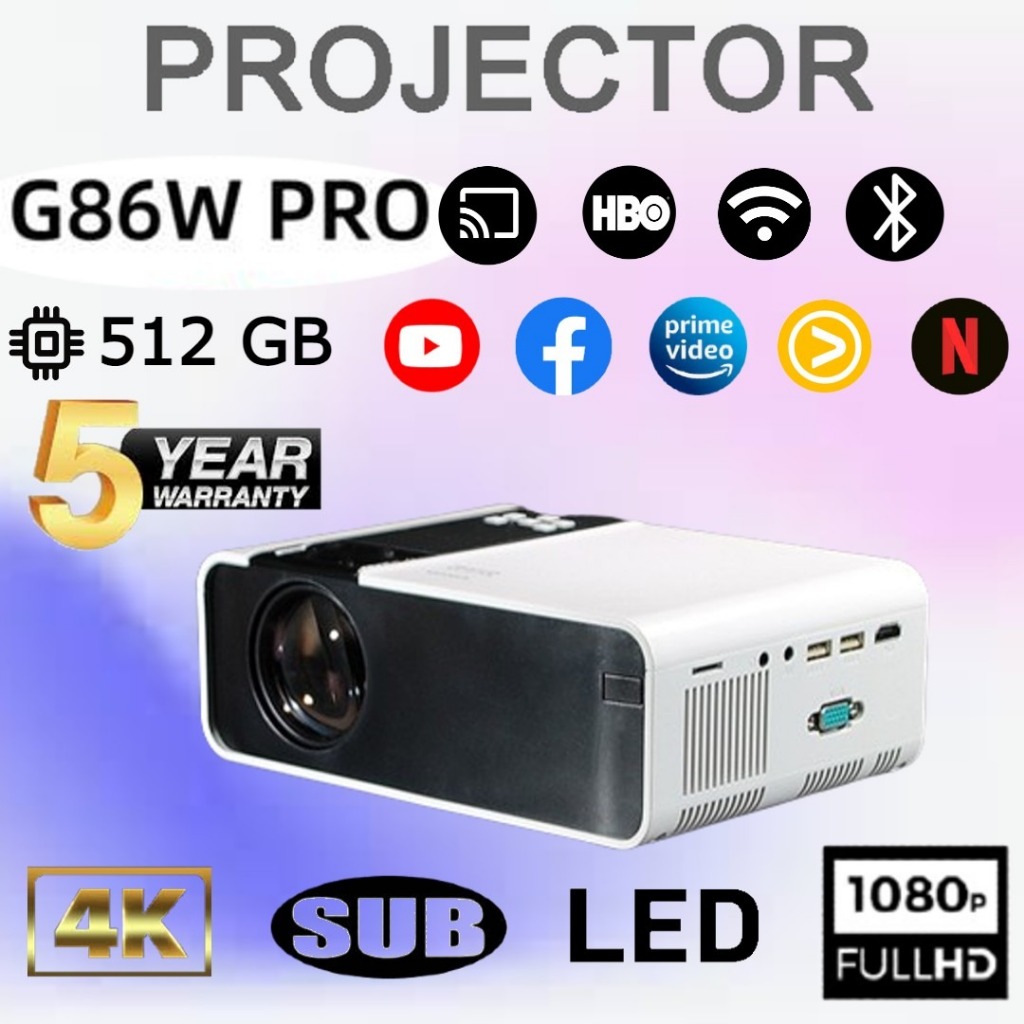 🔥HÀNG CÓ SẴN Máy chiếu LENS G86W PRO Có thể bảo vệ 7500 lumens FULL HD Android 1080P WIFI LCD Led Protable Projector