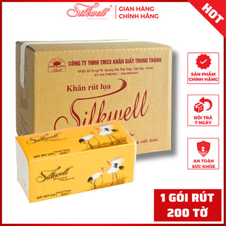 Thùng 9 giấy ăn rút Silkwell Sếu 200 tờ 3 lớp hàng cao cấp, lụa mềm mịn không tẩy trắng chính hãng