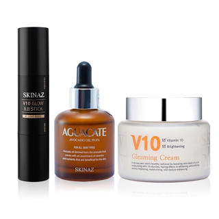 [Combo 3] Kem v10 100ml + Serum Bơ Aguacate Oil 99,6% 30ml + Kem nền Skinaz V10 Glow BB Stick 10g Skinaz Hàn Q