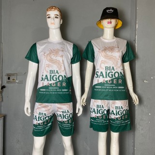 Bộ thể thao nam BIA SAIGON  cọc tay cổ tròn thun mềm đẹp mặc nhà đi chơi thoải mái -Đồ ngủ mặc hè thoáng mát TâmShop