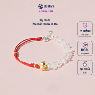 Vòng Tay Chỉ Đỏ Mèo Thần Tài Mix Đá Thô Tự Nhiên Thúc Đẩy Năng Lượng Tích Cực Hanh Thông Tài Lộc CD08