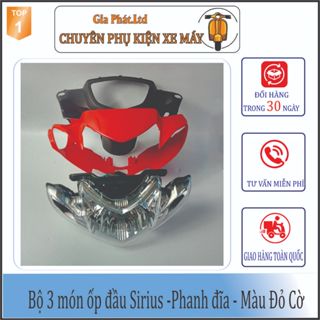 [CÓ BÁN LẺ] Bộ ốp đầu màu ĐỎ CỜ gắn xe SIRIUS đầy đủ Ốp đầu trước, Gáy sau và Pha đèn kèm bóng