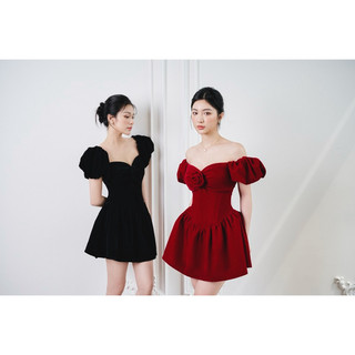 DEELUCID - SARAH DRESS (Váy Nhung Velvet cao cấp corset hoa)